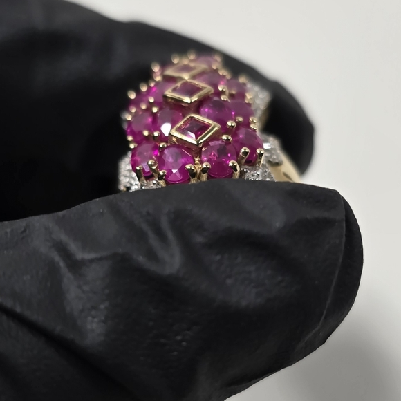 Watch Video / Heirloom 14K Gold Ruby and Diamond Cocktail Ring - Picture 7 of 13